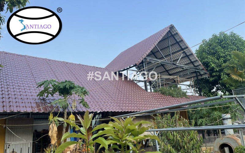 Nhà Mái Lá Ở Đồng Xoài Đổi Sang Mái Ngói Nhựa Santiago