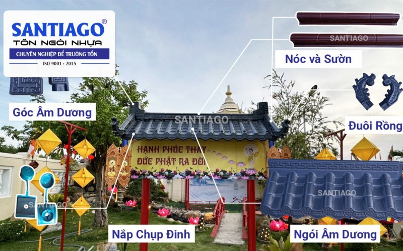 Phụ Kiện Ngói Nhựa Âm Dương: Nóc, Sườn, Góc, Đuôi Rồng, Nắp Bảo Vệ Đinh