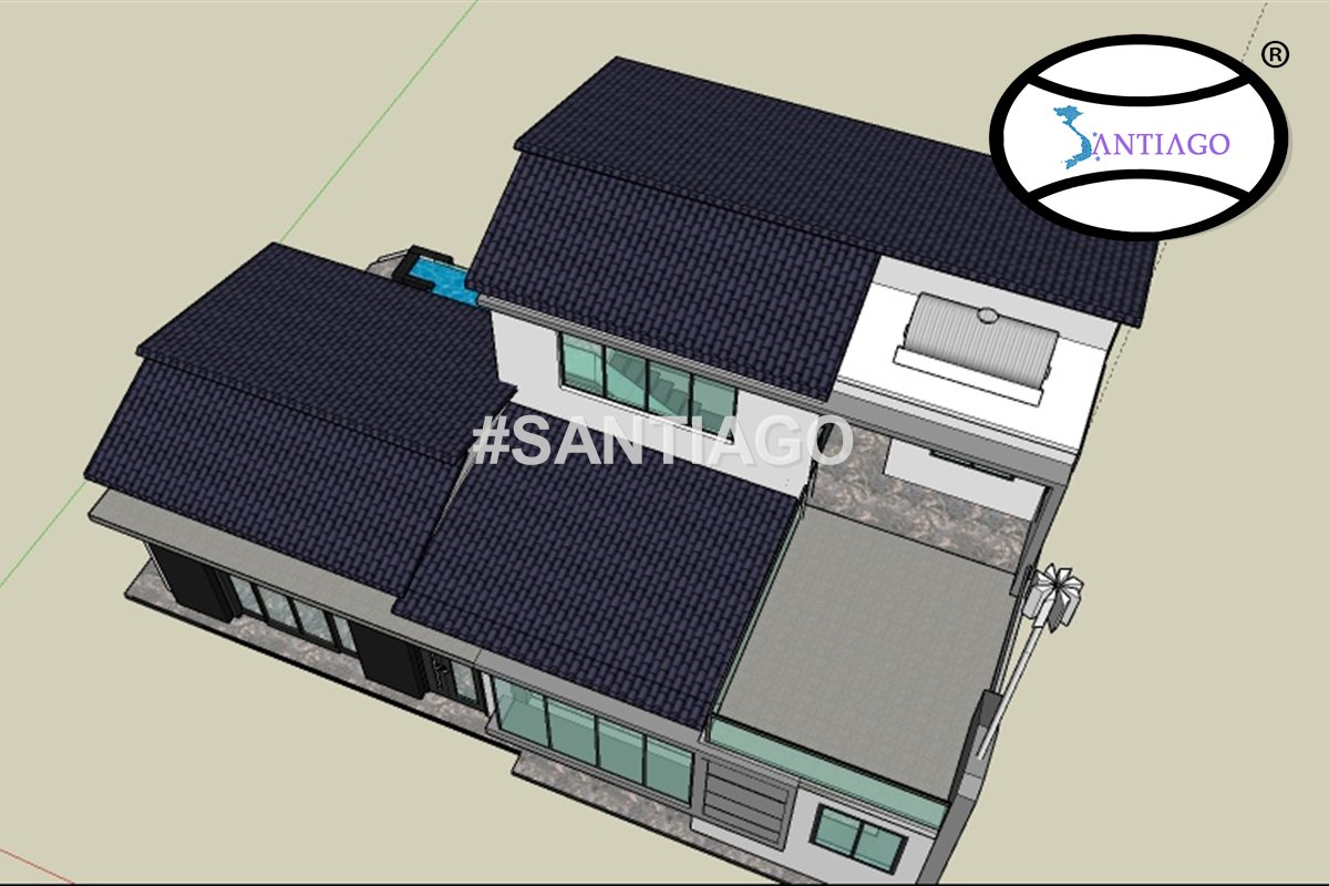 Bản vẽ 3D phối màu mái ngói xám đen cho nhà ở Nghệ An