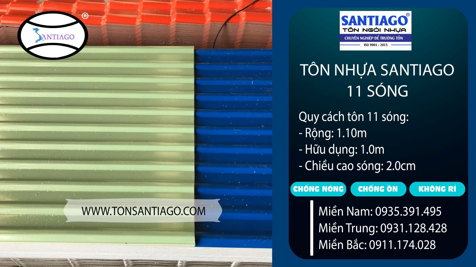 tôn nhựa 11 sóng cao bằng