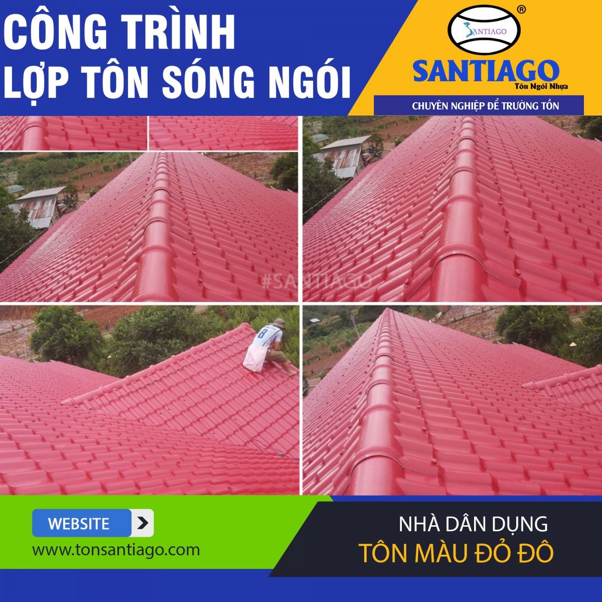 tôn sóng ngói màu đỏ tây ninh