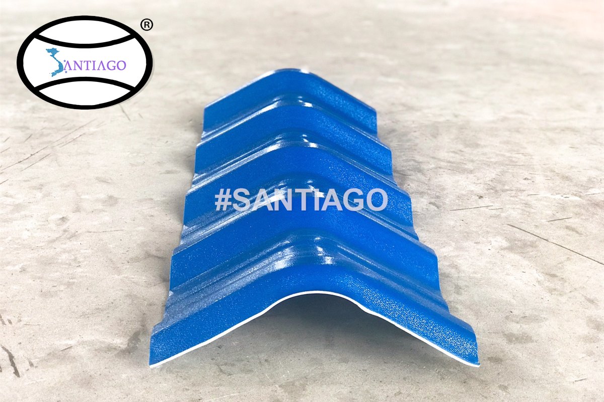 Tấm úp nóc tôn nhựa 5 sóng đỉnh tròn màu xanh dương